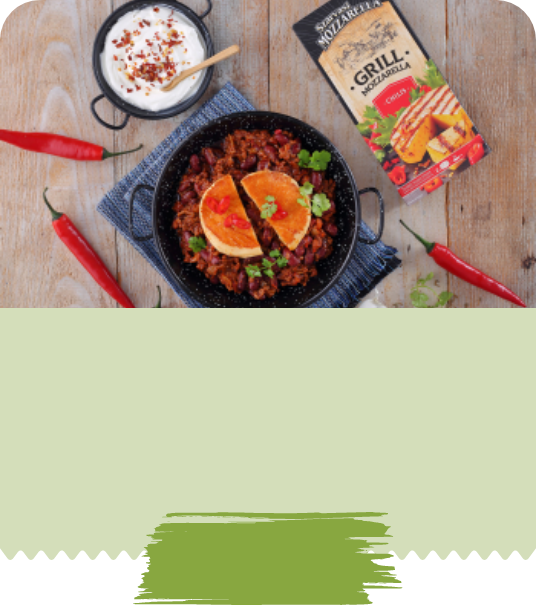 Chili con carne chilis grill mozzarellával